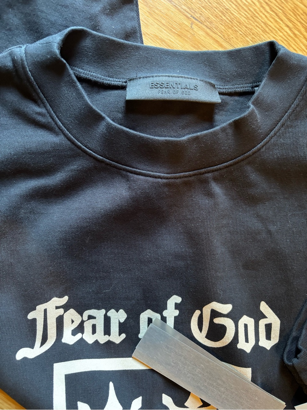 Essentials Fear of God Black Short Sleeve Tee with White Print